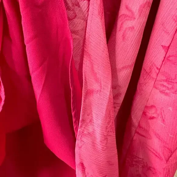 Maggie Barnes Pink Floral Watercolor Lined Elastic Waist Midi Skirt Size 1X - Picture 5 of 6